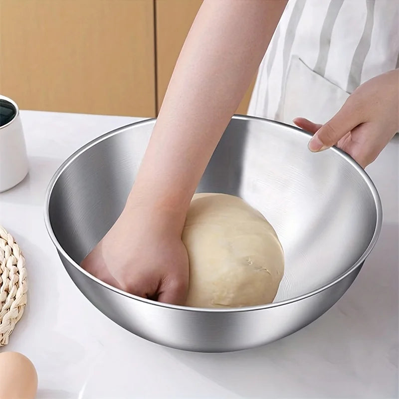 Stainless Steel Mixing Bowls with Measurements, Suitable for Home Use, for Mixing and Kneading, Salads, and Baking Salad Bowl