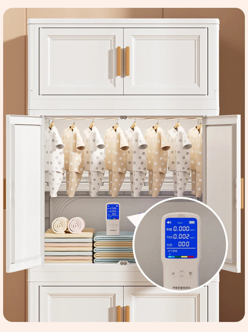 Multi-Layer Folding Storage Cabinet Double Door Wardrobe Closet Large Capacity Organizer Bins Stratification Shelf Containers