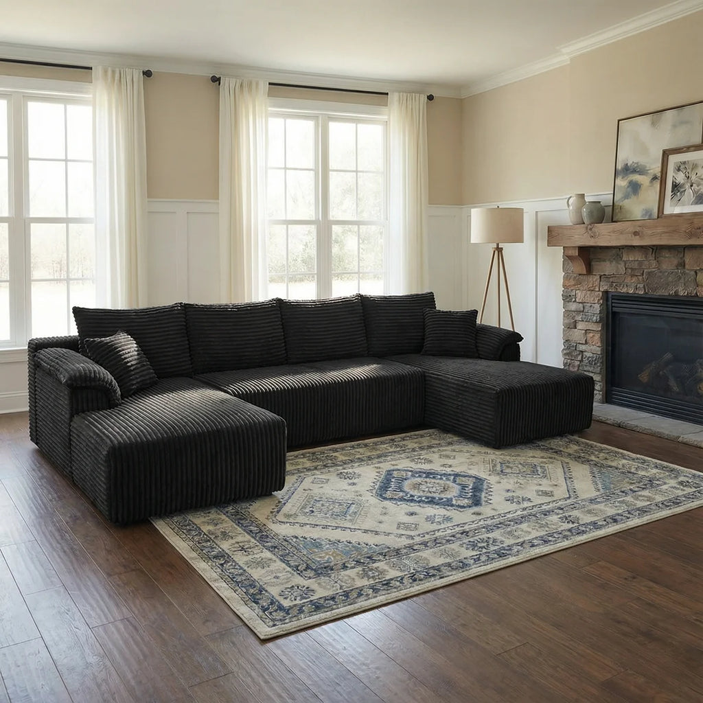 U-shaped Modular Canvas Sofa - Modern Living Room Design - Comfortable - No Assembly Required - Frameless Combination Sofa