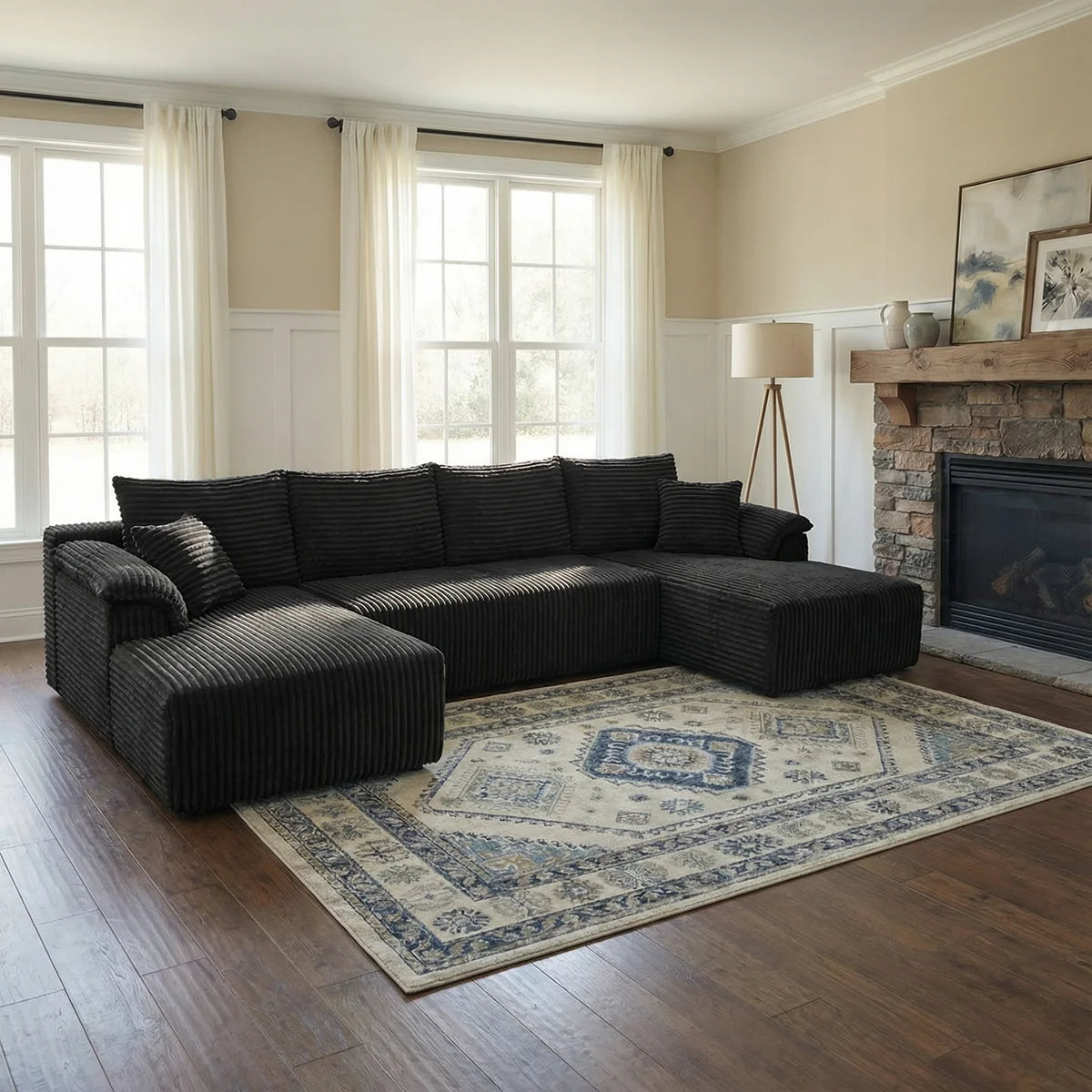 U-shaped Modular Canvas Sofa - Modern Living Room Design - Comfortable - No Assembly Required - Frameless Combination Sofa