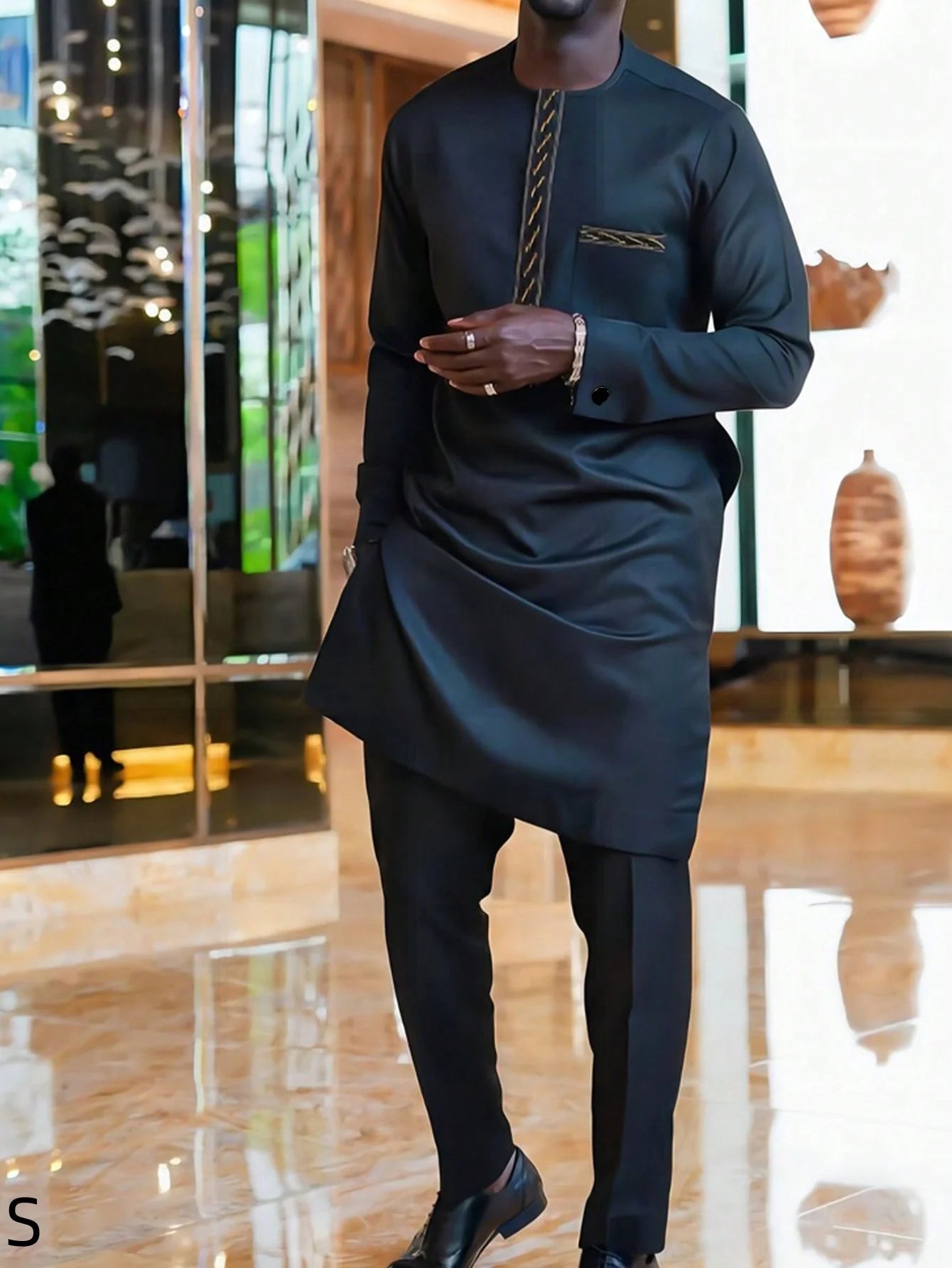 2025 New Elegant Men's Suit African Style Kaftan Embroidery Casual 2 Piece Suit Festive Wedding Traditional Men's Clothing