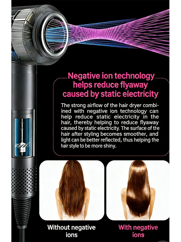 5 in 1 Professional Hair Dryer, with Hot and Cold Air Functionality - Lightweight and Thermostatic Styling Tool for Smooth Hair