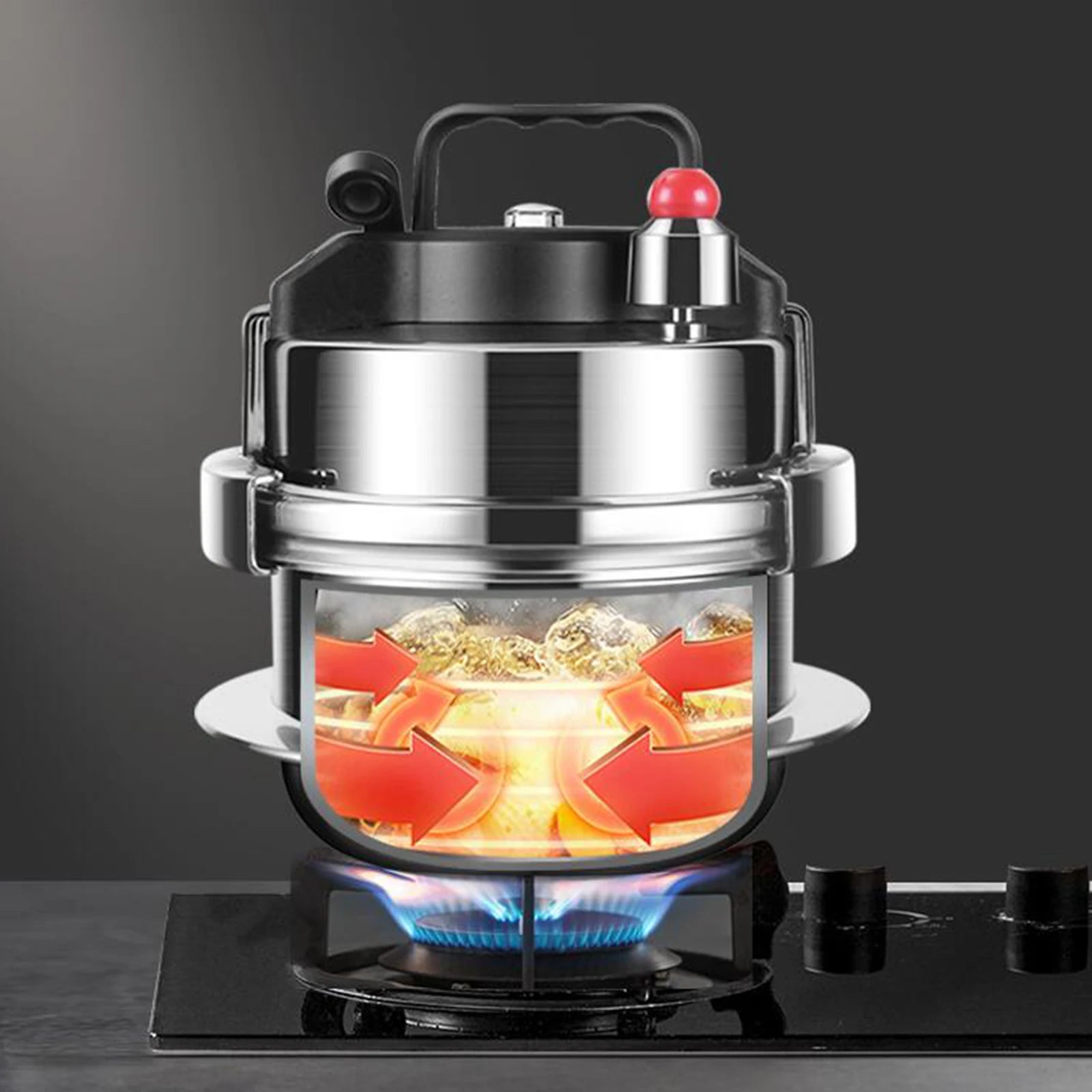 2L Non-Stick Stainless Steel Pressure Cooker Cookware Outdoor Portable Micro Pressure Cooker Gas Stove/Open Fire Pressure Cooker