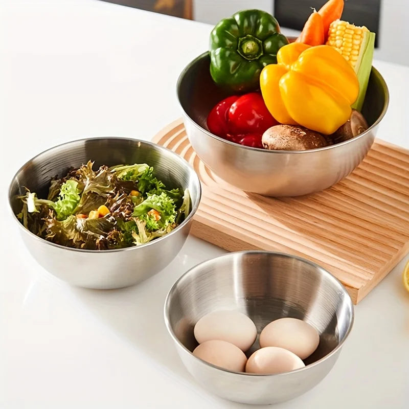Stainless Steel Mixing Bowls with Measurements, Suitable for Home Use, for Mixing and Kneading, Salads, and Baking Salad Bowl