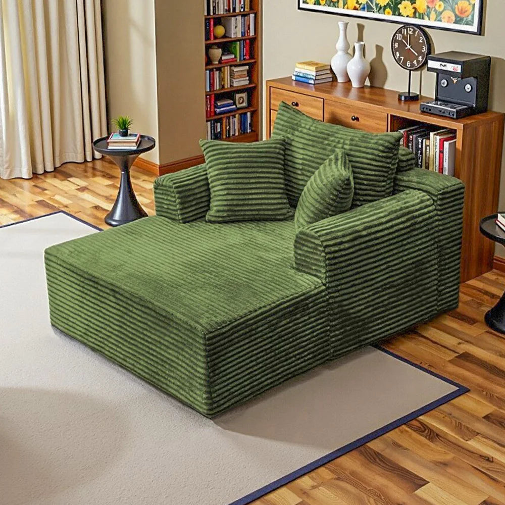 SINGLE SOFA BED, LAZY LOUNGE CHAIR SOFA WITH TWO PILLOWS AND CLOUD ARMRESTS, ULTRA SOFT SEAT CUSHION BONELESS SOFA, FREE INSTALLATION LIVING ROOM SOFA, HOME FURNITURE THAT CAN BE RECLINED OR SEATED, SUITABLE FOR BEDROOMS, LOU