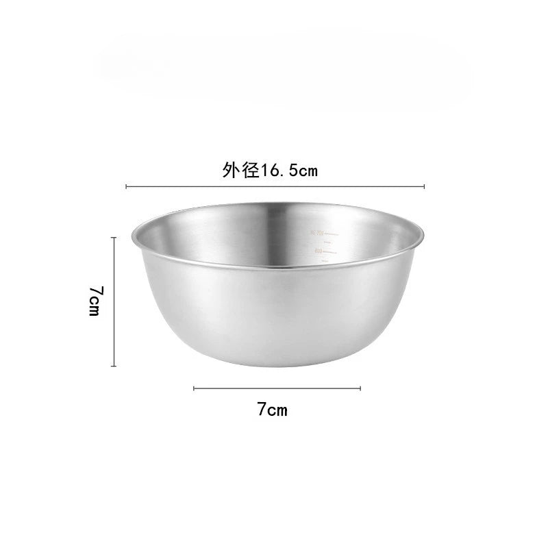 Stainless Steel Mixing Bowls with Measurements, Suitable for Home Use, for Mixing and Kneading, Salads, and Baking Salad Bowl