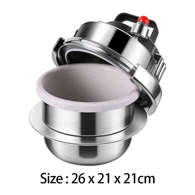 2L Non-Stick Stainless Steel Pressure Cooker Cookware Outdoor Portable Micro Pressure Cooker Gas Stove/Open Fire Pressure Cooker