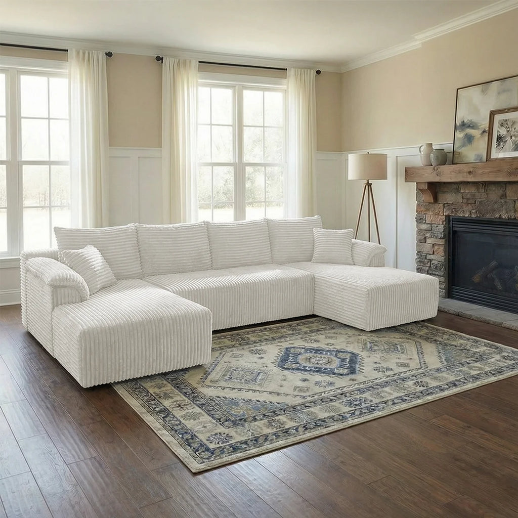 U-shaped Modular Canvas Sofa - Modern Living Room Design - Comfortable - No Assembly Required - Frameless Combination Sofa