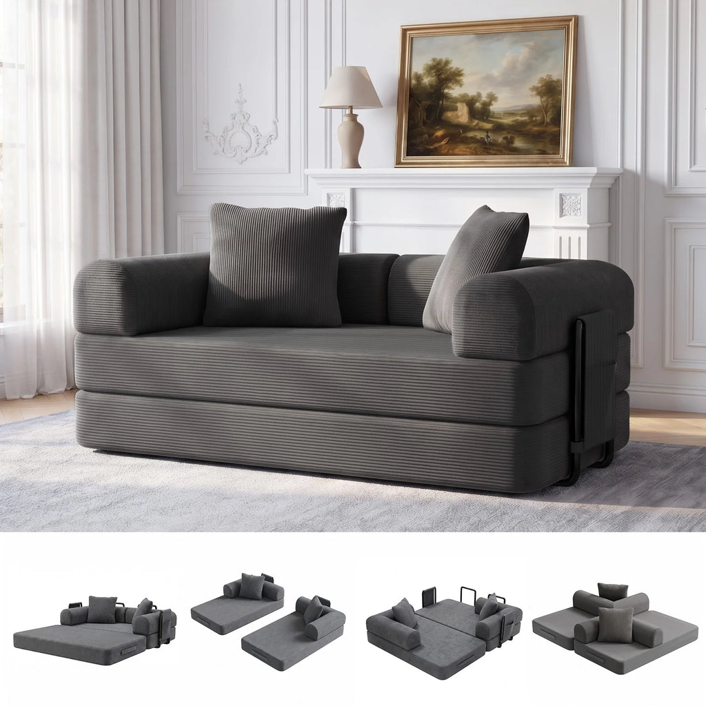 Foldable Sofa Bed - DIY Compressed Floor Sofa Multifunctional with Washable Cover for Living Room Apartment Bedroom