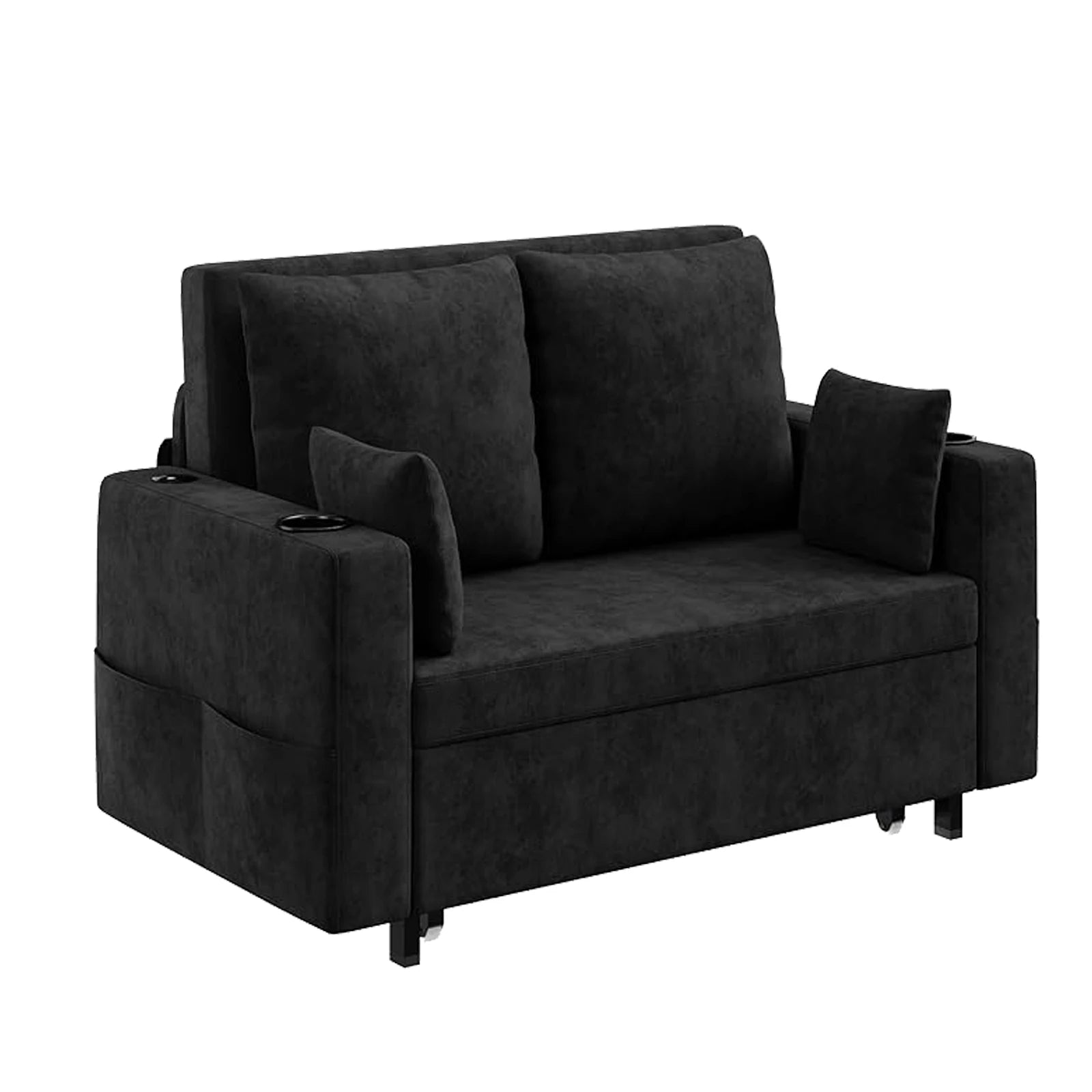 3 in 1 Pull Out Couch, Convertible Sleeper Sofa Bed, 56 Inch Loveseat Sofa Couch with Cup Holders, Modern Loveseat Sleeper Sofa for Living Room, Bedroom