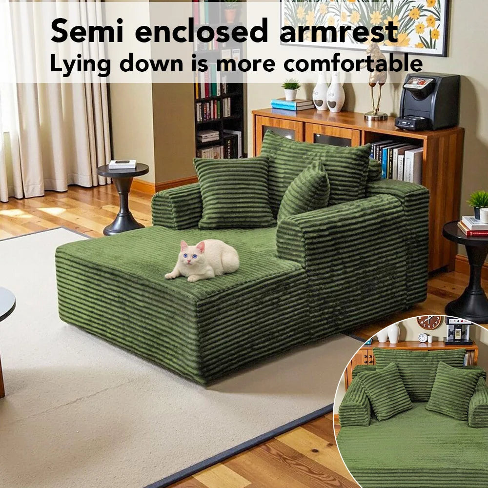 SINGLE SOFA BED, LAZY LOUNGE CHAIR SOFA WITH TWO PILLOWS AND CLOUD ARMRESTS, ULTRA SOFT SEAT CUSHION BONELESS SOFA, FREE INSTALLATION LIVING ROOM SOFA, HOME FURNITURE THAT CAN BE RECLINED OR SEATED, SUITABLE FOR BEDROOMS, LOU