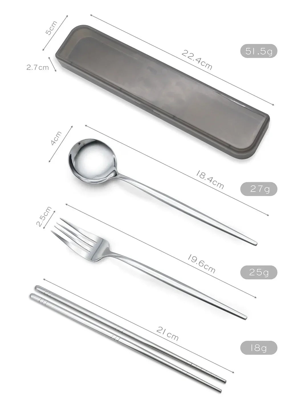 Portable Stainless Steel Spoon Fork Chopsticks Cutlery Set With Storage Box Travel Tableware For Coffee Fruit Dessert Snack