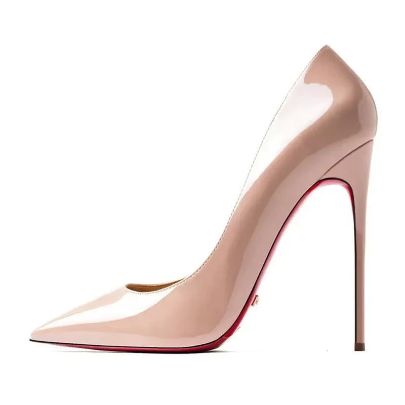 Dress Party Wedding High Heels Plus Size 35-44 Sexy Nude Red Shoes Rubber Bottom Pointed Toe Shallow Women Pumps