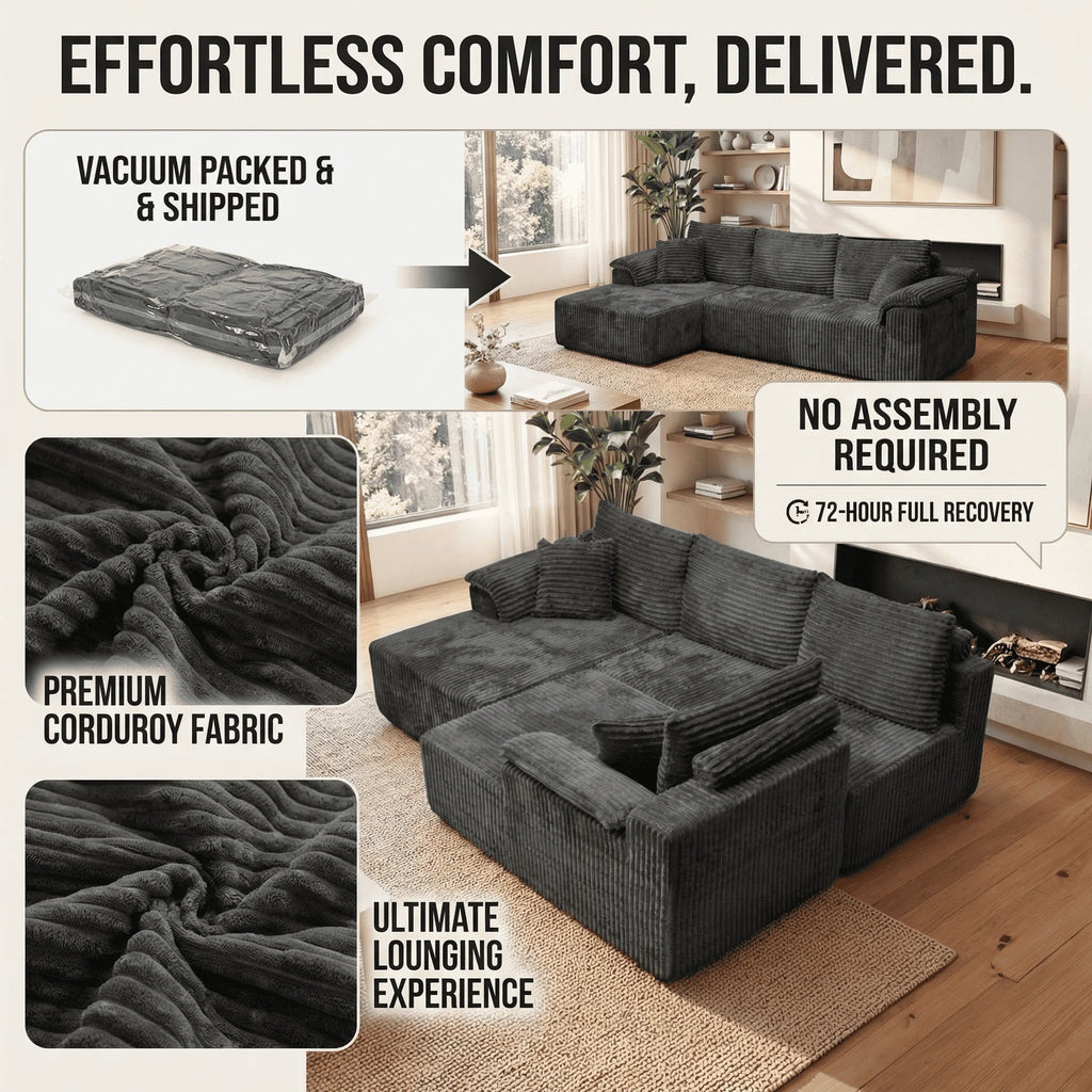 U-shaped Modular Canvas Sofa - Modern Living Room Design - Comfortable - No Assembly Required - Frameless Combination Sofa