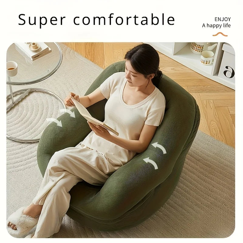 Lazy tatami sofa and footstool, single chair - perfect for bedroom, balcony, small space, living room or office rest,