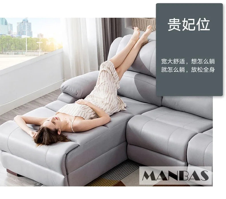 Genuine Leather Manual Electric Recliner Sofa Theater Power Reclining Couch Living Room Cinema Sofas Seating Room Furniture