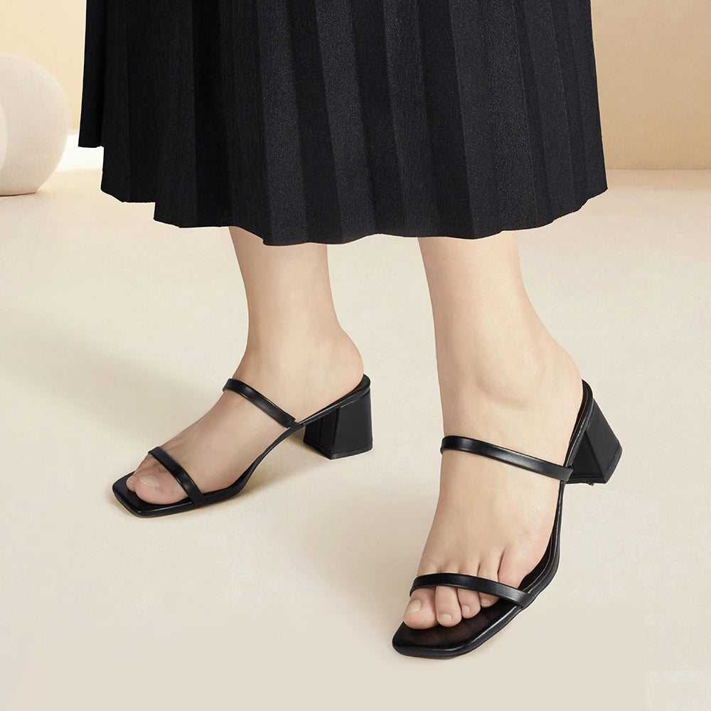 Voltsify Open Toe Heeled Sandals 5cm Heel Height, Black & Silver