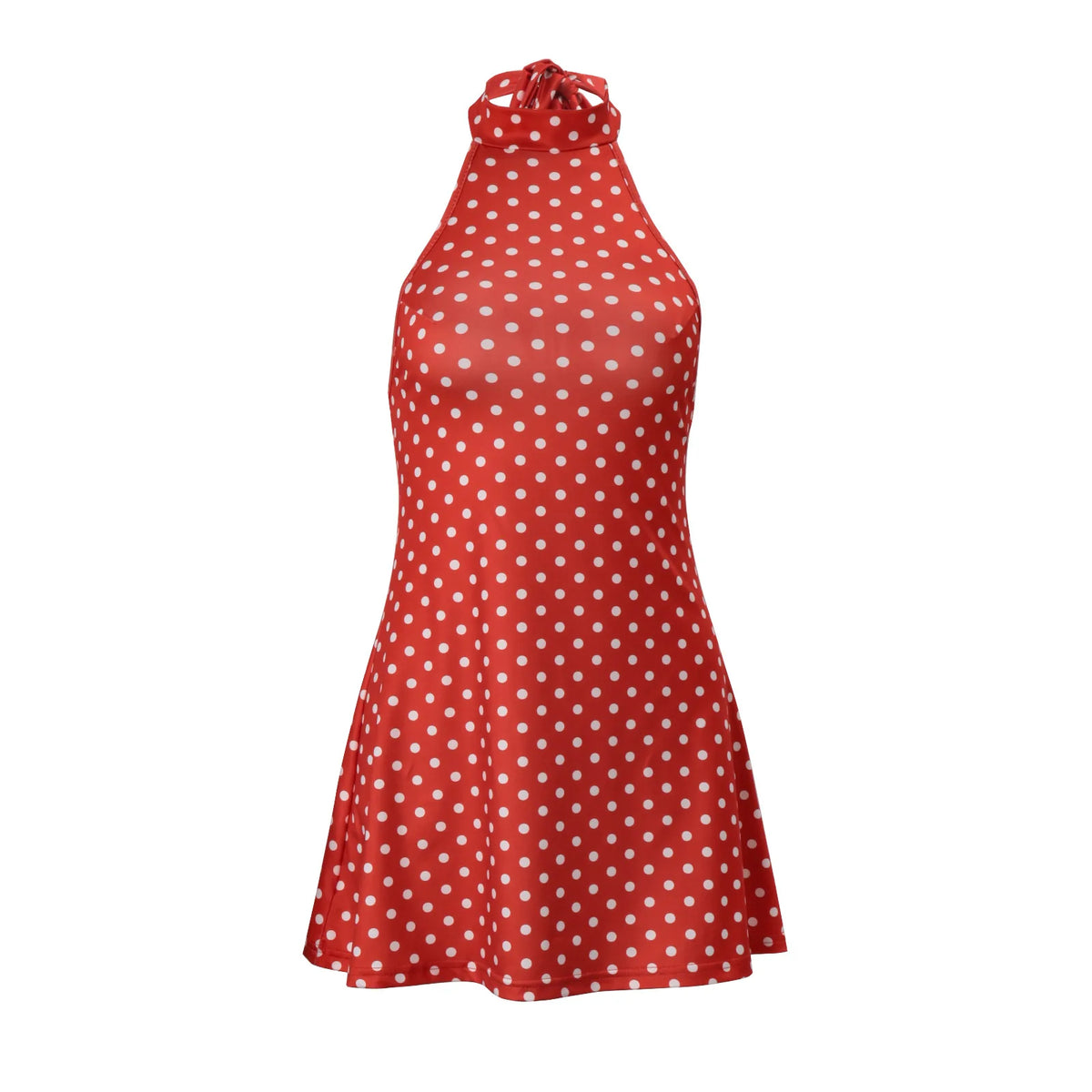 Polka Dot Elegant Off Shoulder Sleeveless Backless High Waist Halter Mini Dress Y2K Summer Fashion Club Party Vestidos