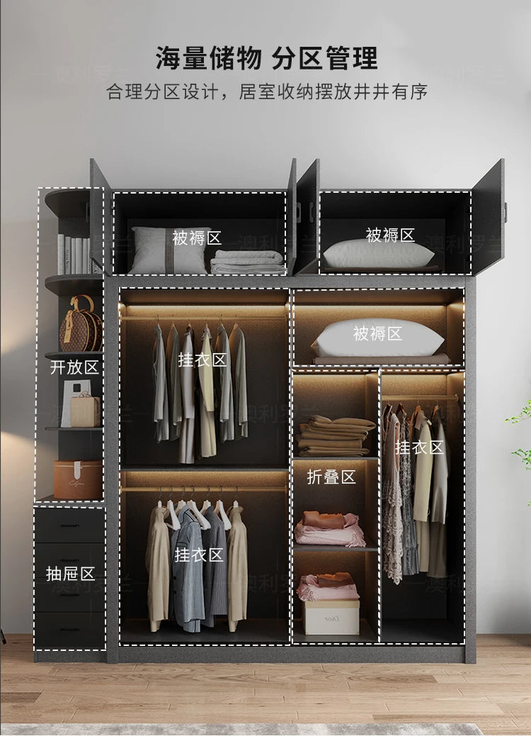 Space Saving Modern Closet Organizer Bedroom Clothes Wardrobe Partitions Cupboard Living Room Shelves Armario Hotel Furniture
