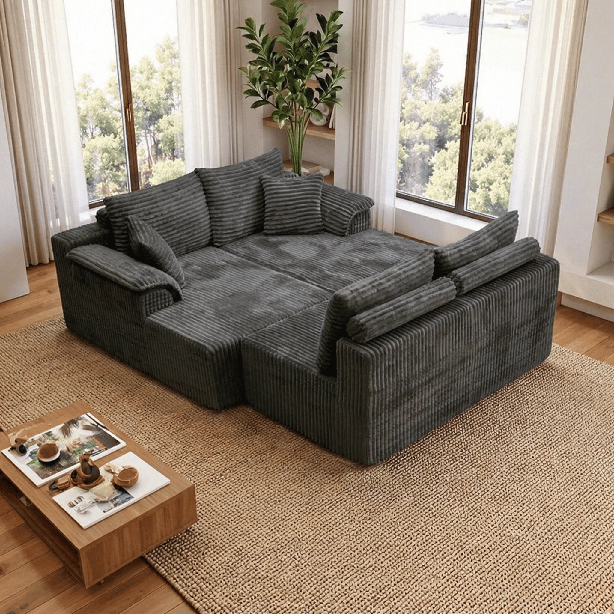 U-shaped Modular Canvas Sofa - Modern Living Room Design - Comfortable - No Assembly Required - Frameless Combination Sofa