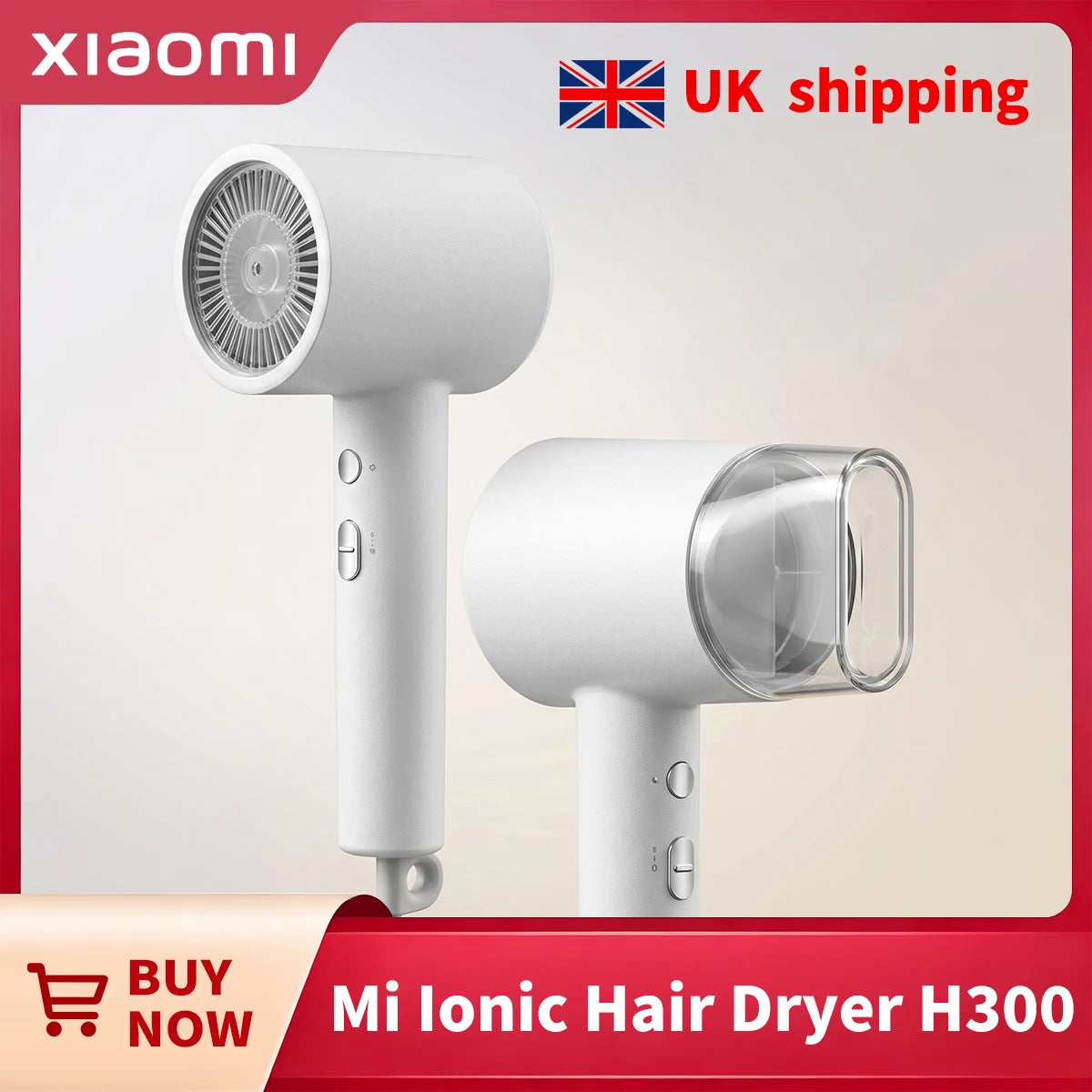 Xiaomi Mi Ionic Hair Dryer H300 1600W Fast Dryer, 20m/s Strong Airflow, 50 Million Negative Ions, 57°C Smart Temperature Control