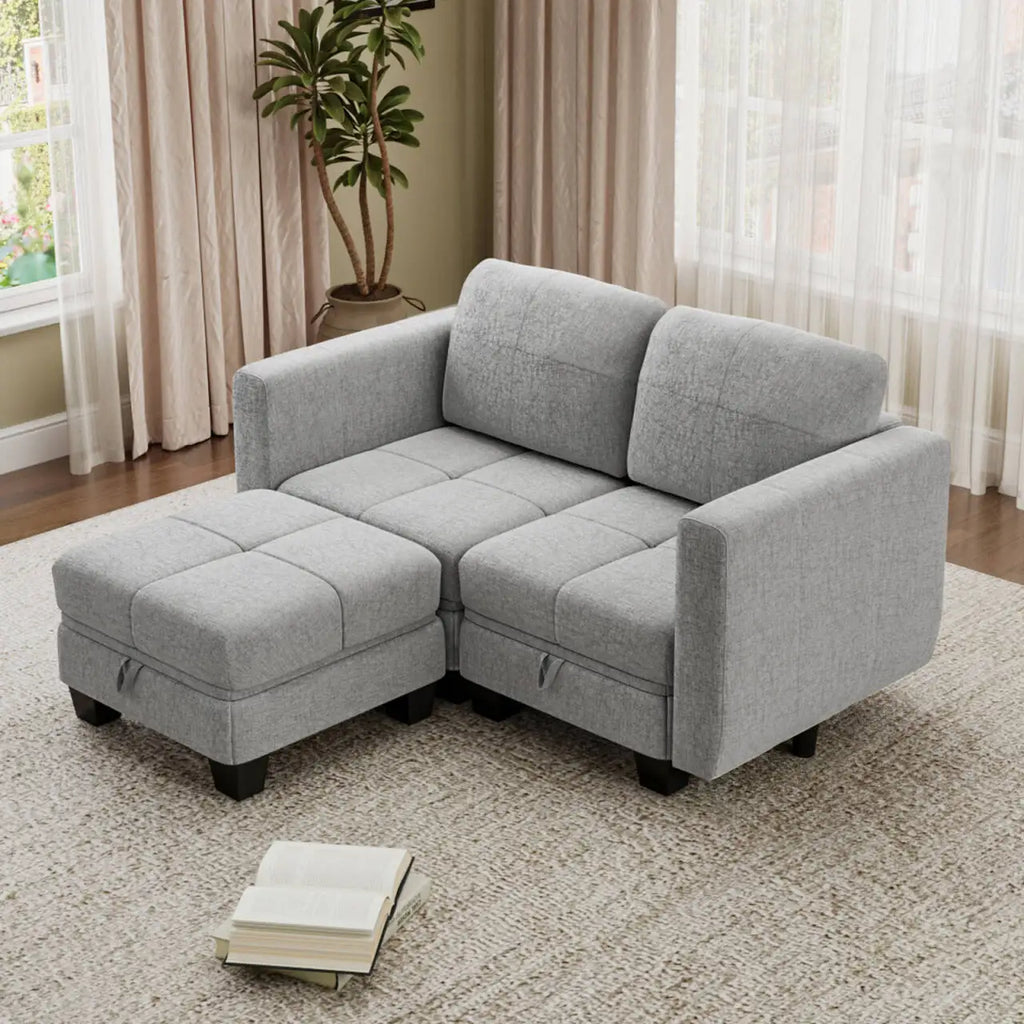Fabric Modular Sofas with Upholstered Cushion and Removable Back Cushion Covers, Modern Sectional Sofa for Living Room