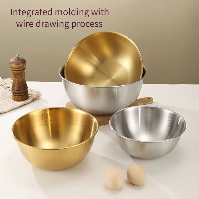 3Pcs Stainless Steel Mixing Bowls Set Large Salad Bowl Dough Kneading Kitchen Accessories Cocina Accesorios Home Items