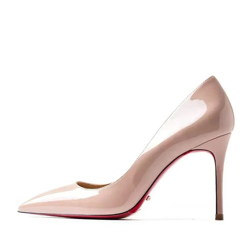 Dress Party Wedding High Heels Plus Size 35-44 Sexy Nude Red Shoes Rubber Bottom Pointed Toe Shallow Women Pumps
