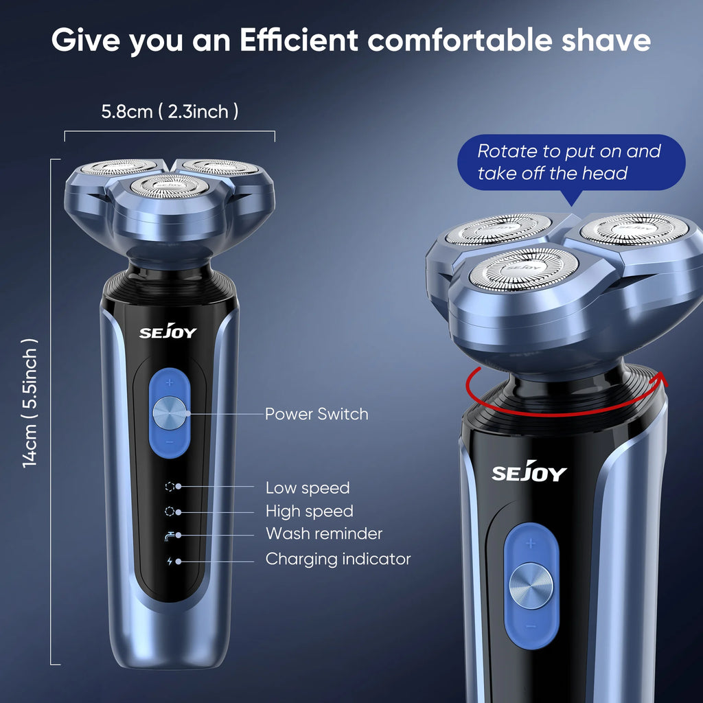 SEJOY Electric Shaver for Men,3D Floating Cutter Head ,Portable Men Beard Hair Trimmer Clipper,Nose Hair Scissors,Rechargeable