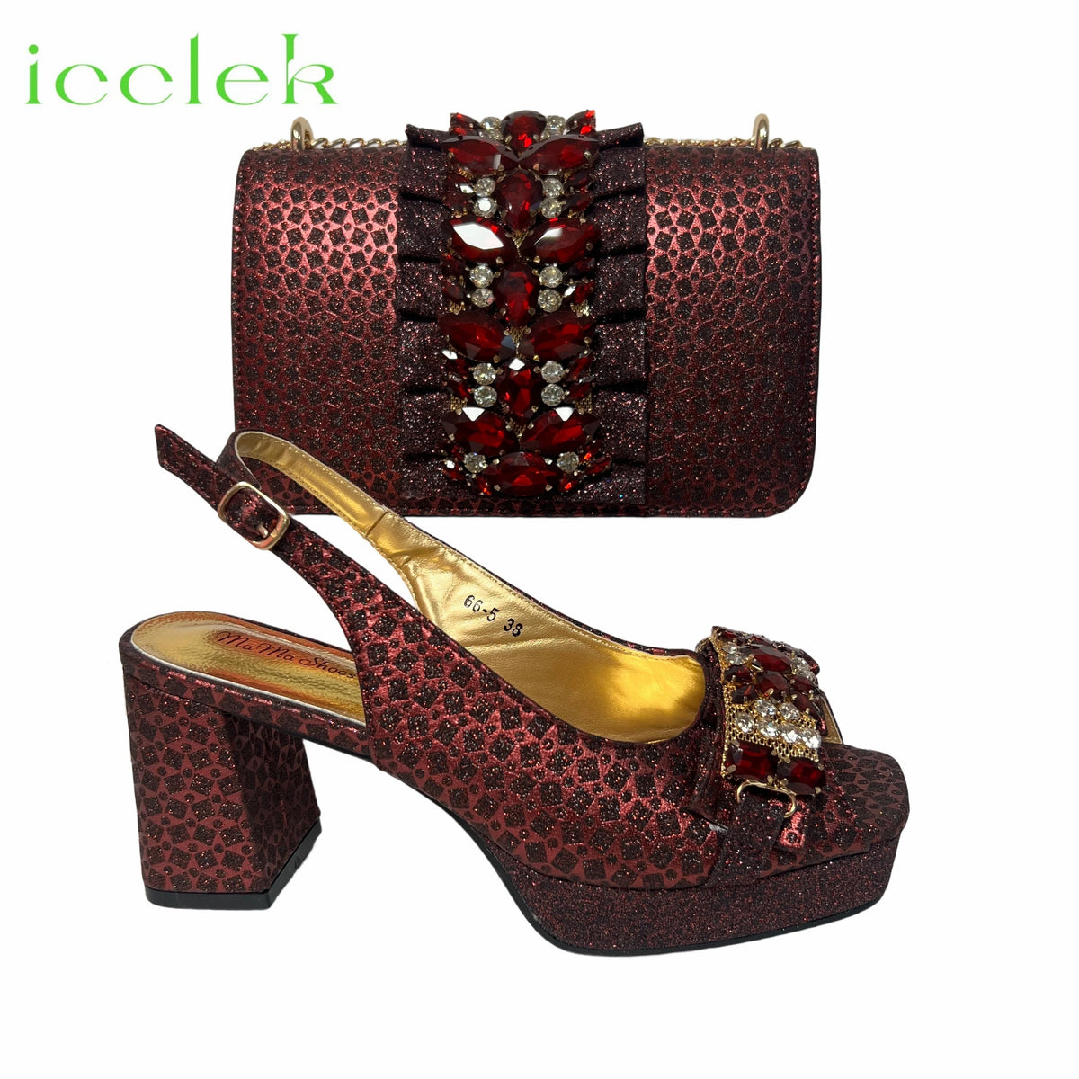 Orange Newest Italian Design Special Synthetic Fabrics Women's Matching Shoe and Bag Set High Heel for Weddings and Parties